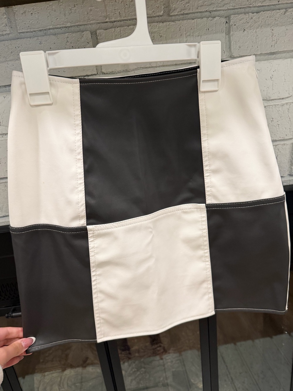 Boutique Skirt- Pretty Garbage. Colorblock Black and White Mini Skirt